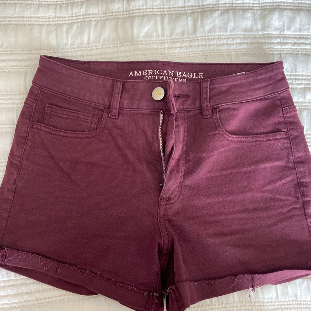American Eagle Maroon Jean Shorts